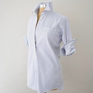 Blue striped button up boyfriend shirt